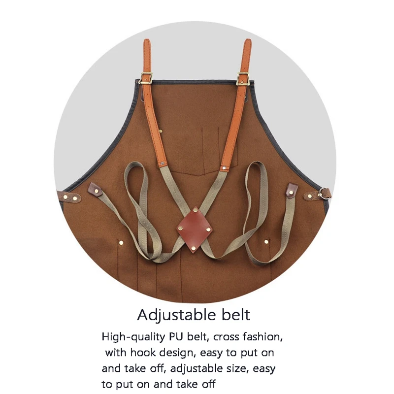 

PU Leather Waterproof Straps Barber Apron For Women Men Barber Cooking Restaurant Waitress