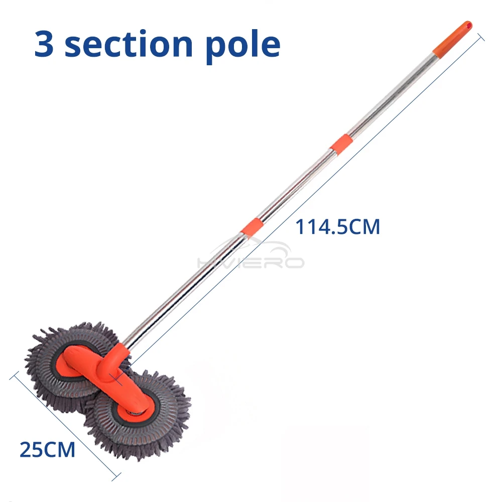 

1 шт., многофункциональная щетка для чистки автомобиля, швабра, швабра из синели, двойные щетки, головка для чистки крыши, окна, трехсекционный телескопический инструмент для мойки