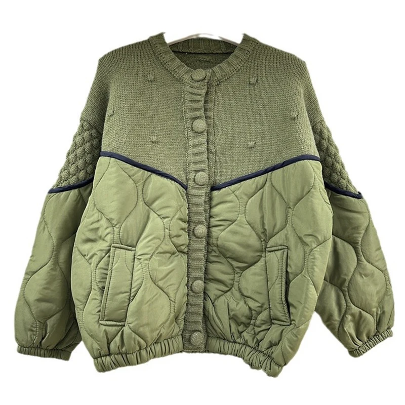 Женский свитер с длинным рукавом DEAT Свободный Повседневный пуловер контрастных