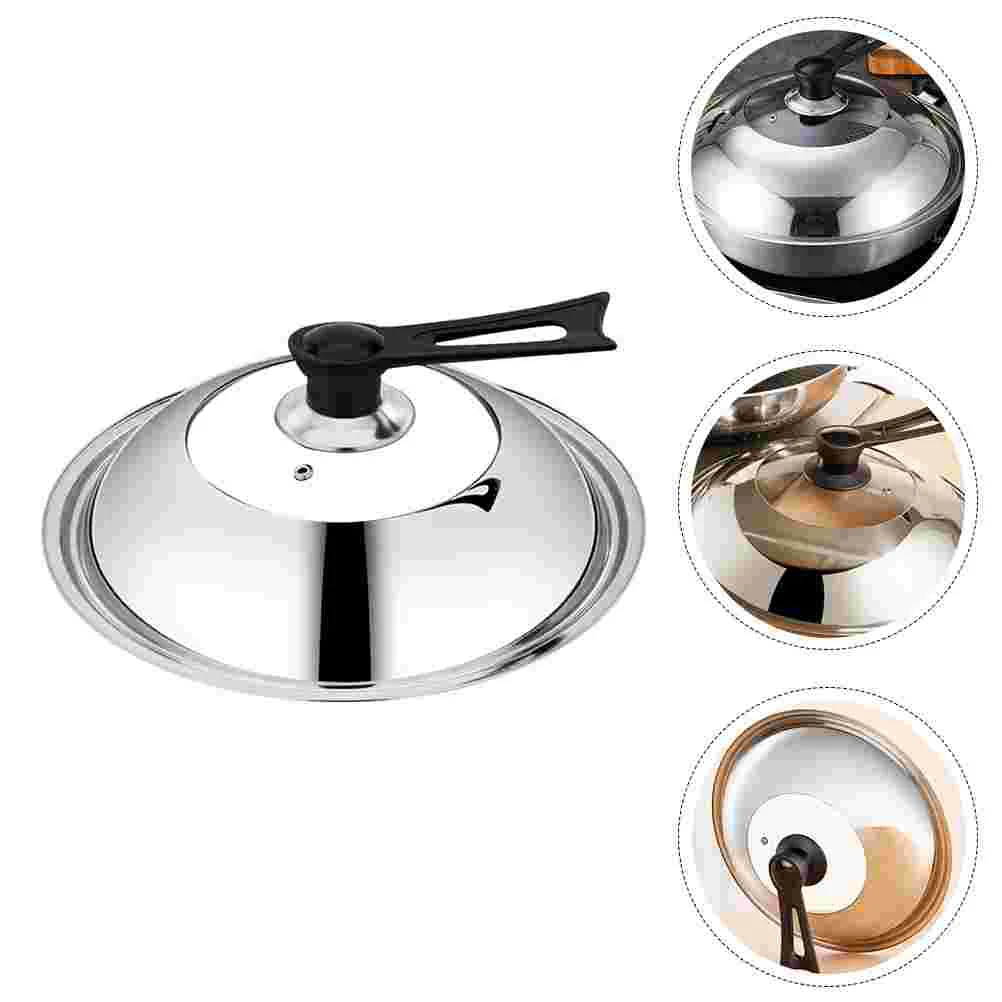 

1Pc Household Wok Cover Visible Frying Pan Cover Kitchen Thicken Steamer Lid