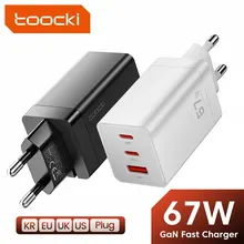 Toocki GaN USB C 타입 고속 충전기, 아이폰 15, 14, 13, 12 프로, 맥북용, 65W, QC4.0, PD 3.0, 45W, 67W