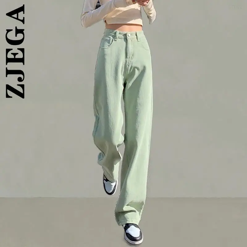 

Zjega High Waist 2022 Fashion Loose Y2k Baggy Denim Pants Women Jeans Straight Jeans Woman Full Length Trousers Girls Woman