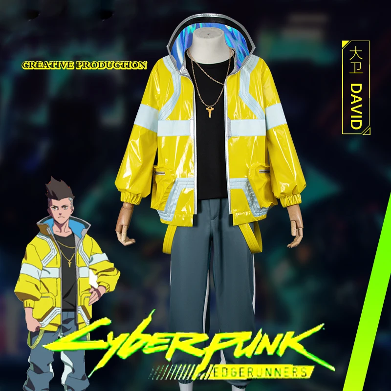 

Anime CYBERPUNK EDGERUNNERS Runner David Cosplay Halloween Costumes Men Jacket T-shirt Pants Necklace Belt Fashion Couple Coat