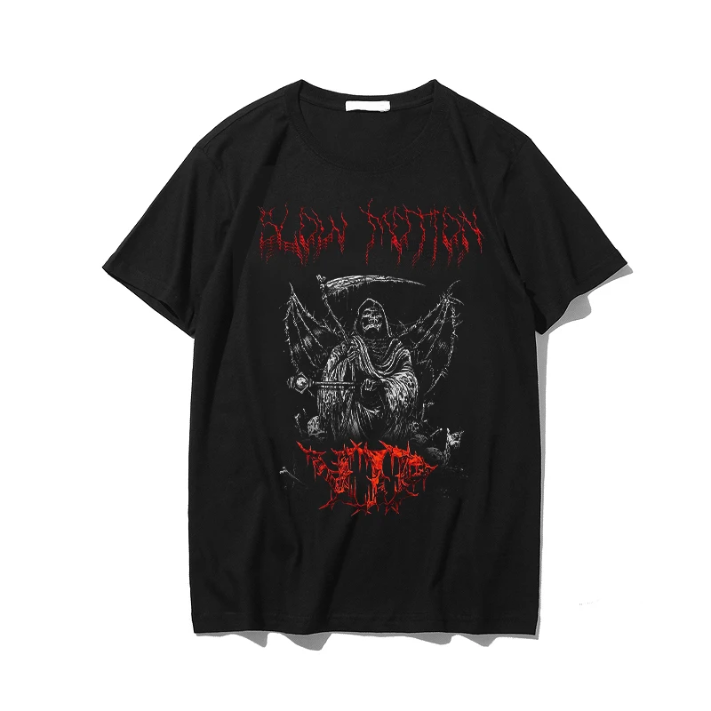 

Men T-shirt HipHop Short Sleeved Tee Shirt Vintage Harajuku Plus Size Streetwear Loose Tops Punk Gothic Cotton Men's Clothing