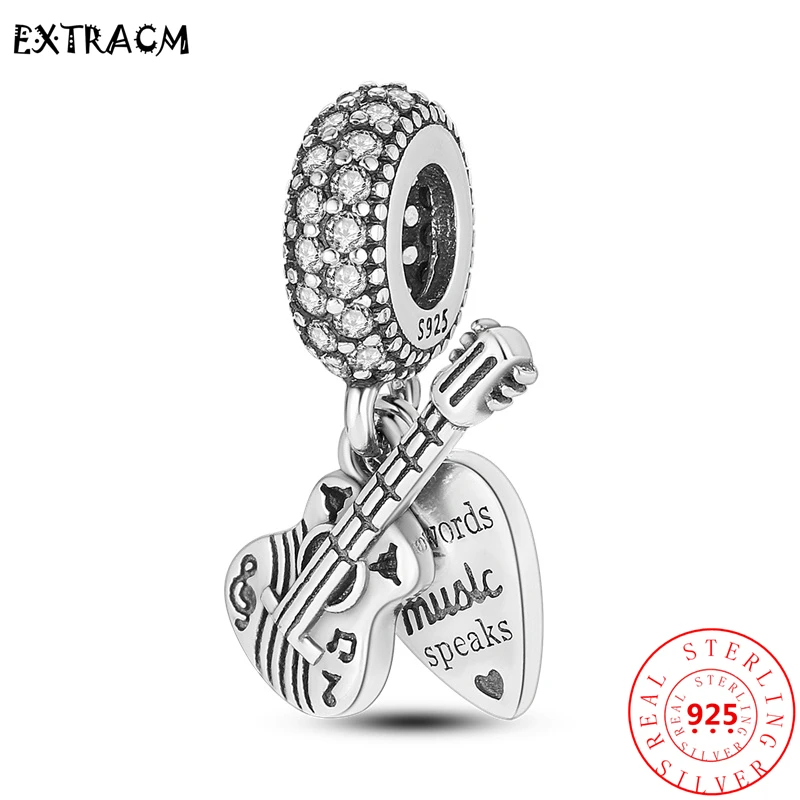 New 925 Silver Game Console Guitar Headset Microphone Music Pendant DIY Beads Fit Original Pandora Charms Bracelet Women Jewelry images - 6