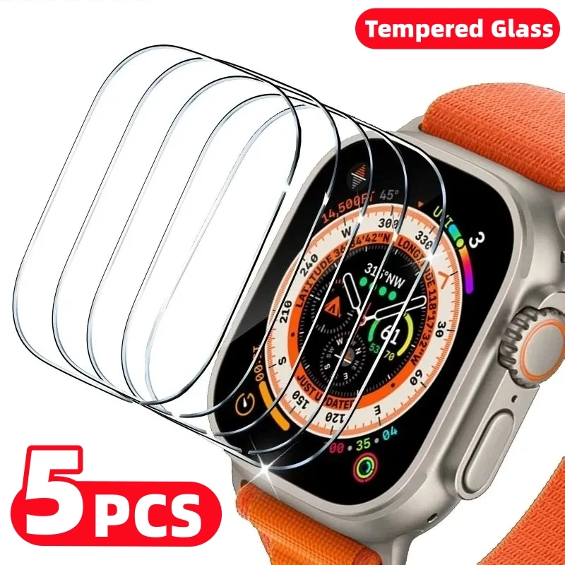 Pellicola Salvaschermo 5 Pezzi Per Apple Watch Accessori Ultra 49Mm Pellicola Antigraffio In Vetro Temperato Impermeabile Hd Iwatch Ultra 49Mm