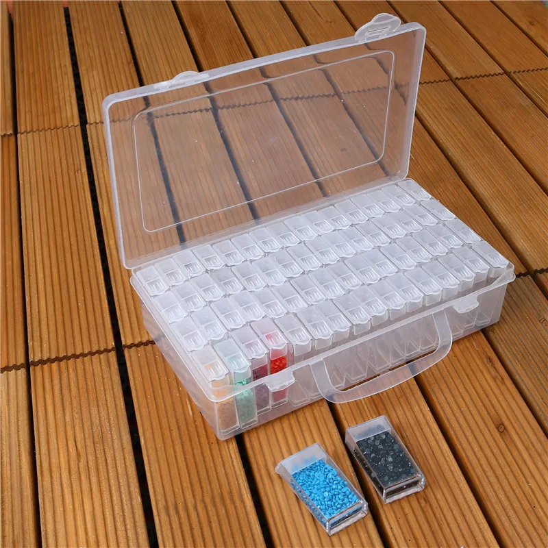 

64 Grid Diamond Painting Storage Box Grid Manager Jewelry Organizer Bbox DIY Nail Art Plastic Container Label Sticker