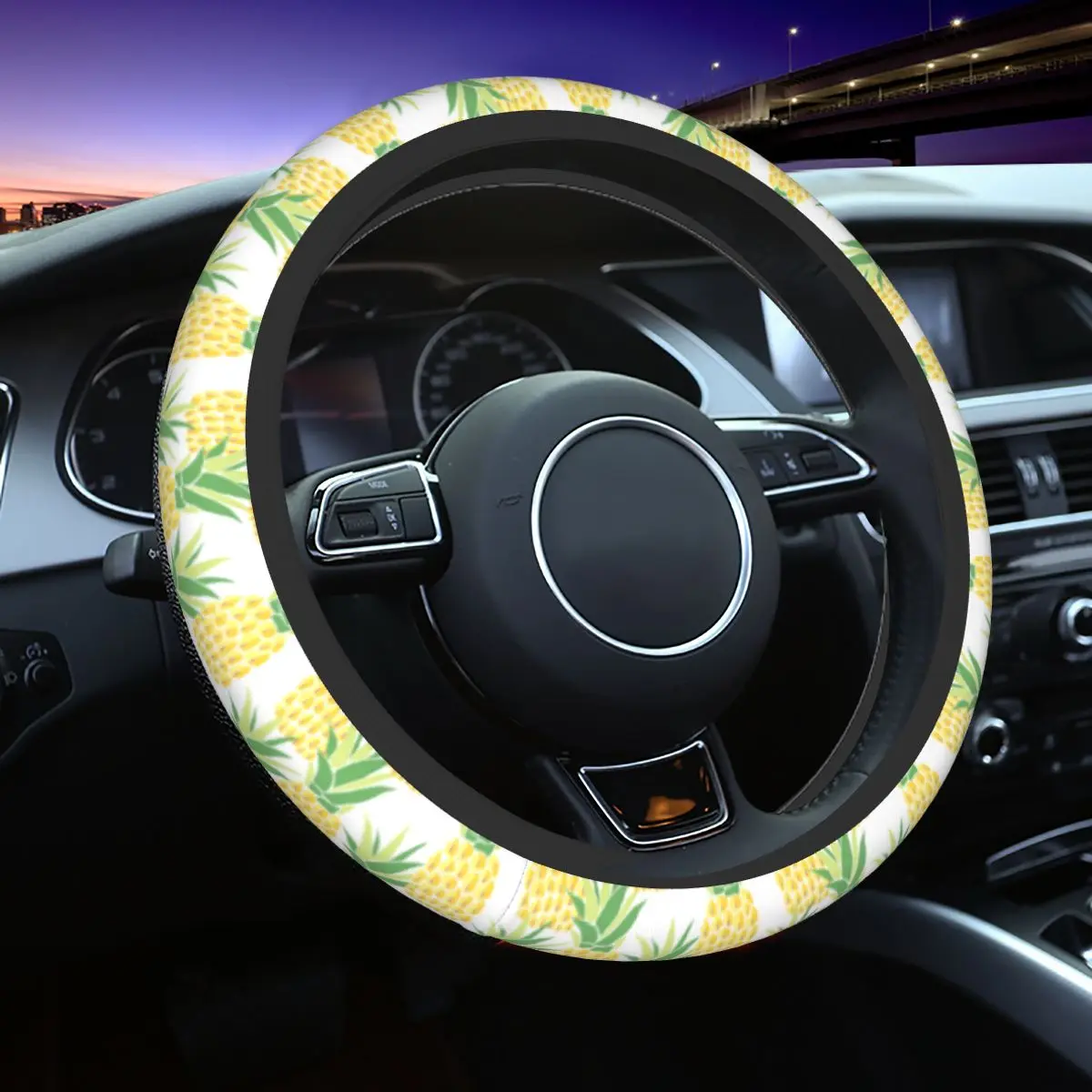 

38cm Car Steering Wheel Covers Pineapple Simplicity Plants Braid On The Steering Wheel Cover Car-styling Fashion Car Accessories