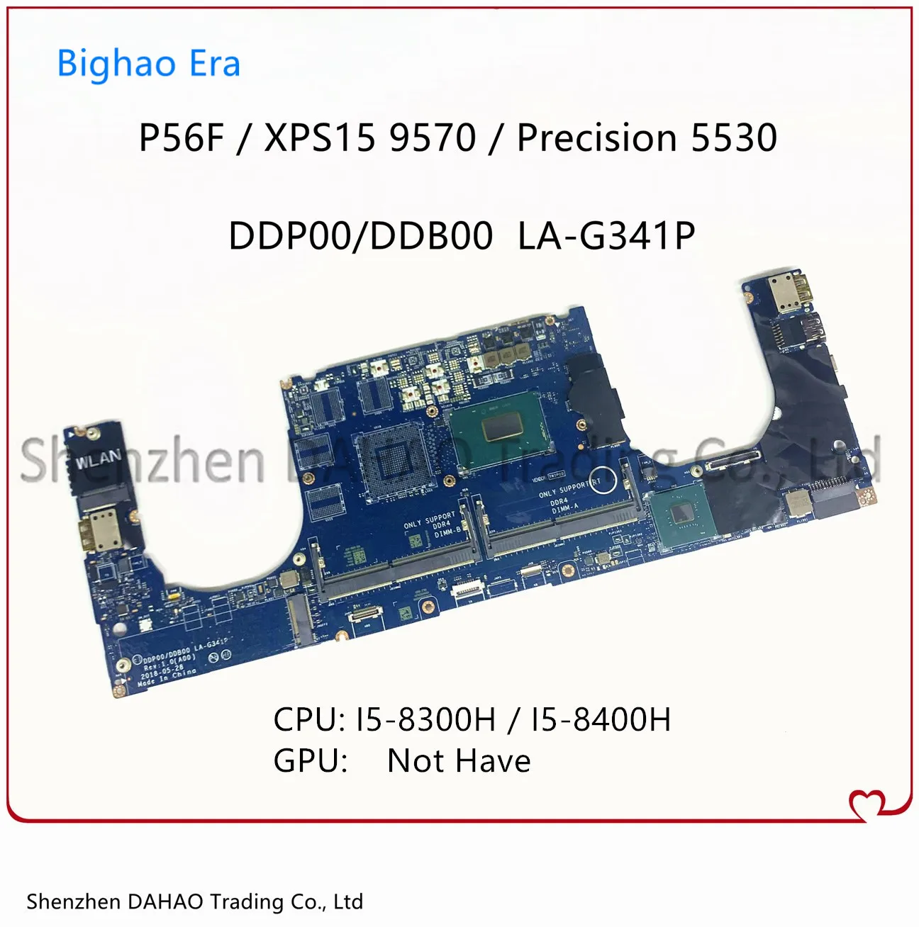 

For Dell Pecision 5530 M5530 Laptop Motherboard XPS 15 9570 Laptop Motherboard DDP00 DDB00 LA-G341P Mainboard With i5-8300H CPU