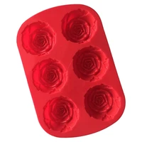 6 cavity rose flower shape silicone cookies bakeware pan tray muffin cake mold new arrival moldes para reposter%c3%ada baking