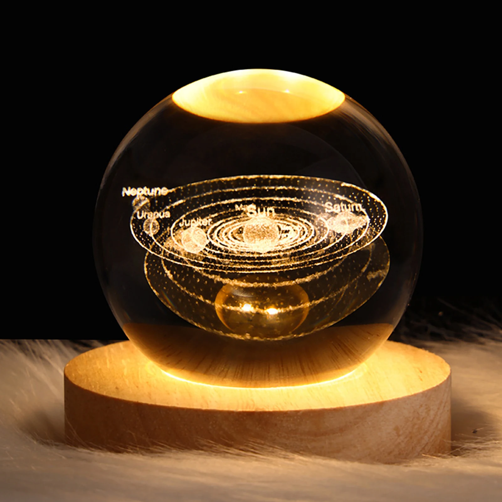 

3D Crystal Ball Night Light Creative Crystal Planet Globe 3D Laser Engraved Solar System Ball Home Bedroom Astronomy Decorations