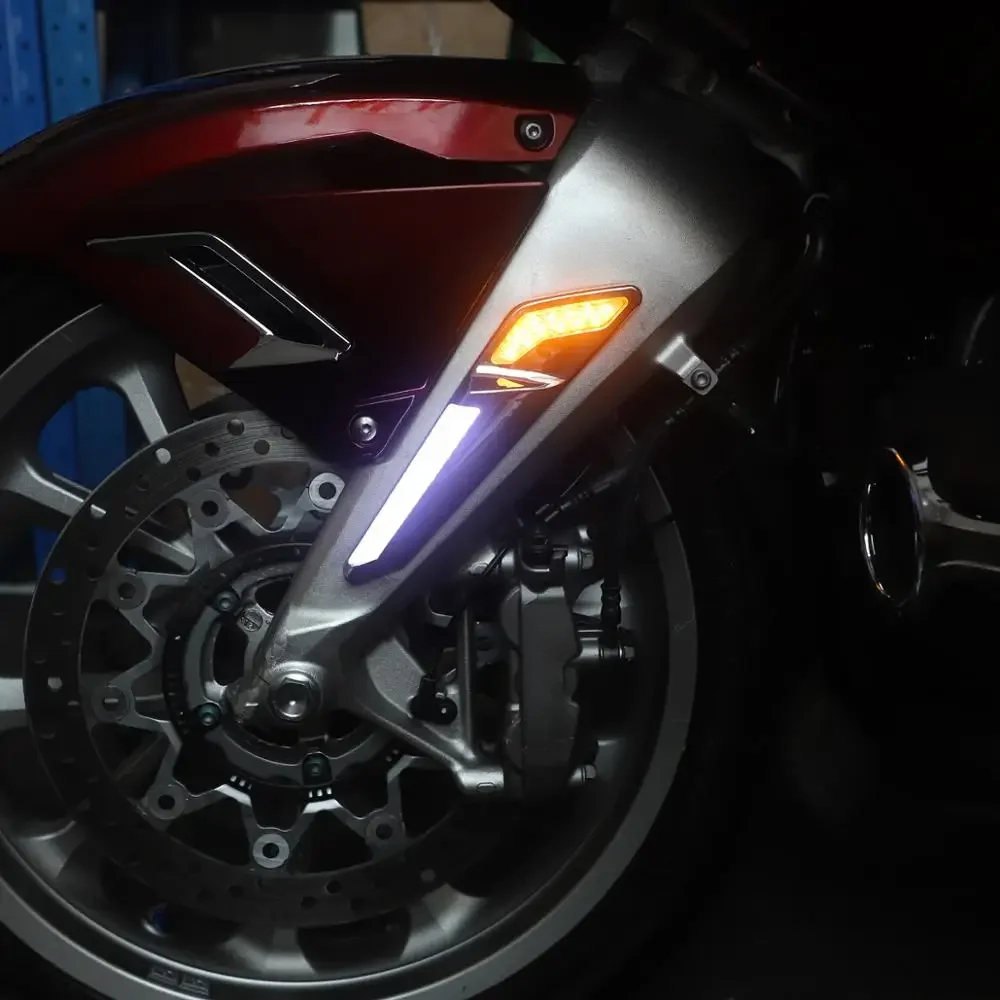 Krom миллиард motosiklet/3 fren çatal monte NAV Honda için светодиодная Desen Fag Alın kanat GL 1800 GL1800 2018-UP 2019 2020
