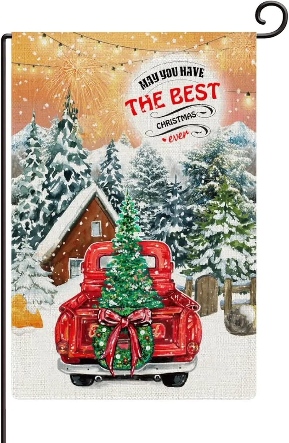 May You Have The Best Christmas Ever Винтажный грузовик с рождественской елкой Садовый флаг 12 х18
