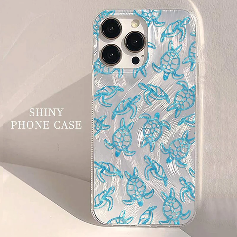 Чехол для телефона с дизайном Sea Blue Turtle iPhone 14 13 12 11 15 16 Pro Max XS XR X 8 7 Plus SE2022 Роскошный