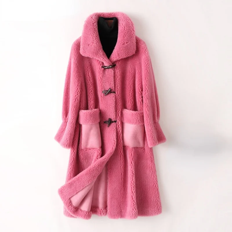 

Winter Sheep Shearling Jackets 2023 Long Fur Coat Female Women Wool Casual Coats Women's Clothing Jaqueta Feminina Gxy177