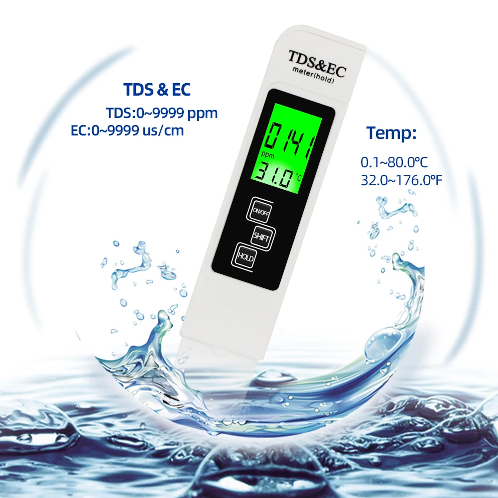 

Портативный 3 в 1 подсветка TDS EC метр тестер температуры цифровой детектор качества воды измеритель температуры TEMP PPM тестер