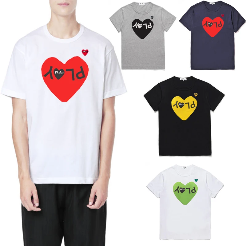 

Футболка Мужская/Женская хлопковая с круглым вырезом, пуловер с буквенным принтом и вышивкой сердечек, с коротким рукавом, свободная повсед...