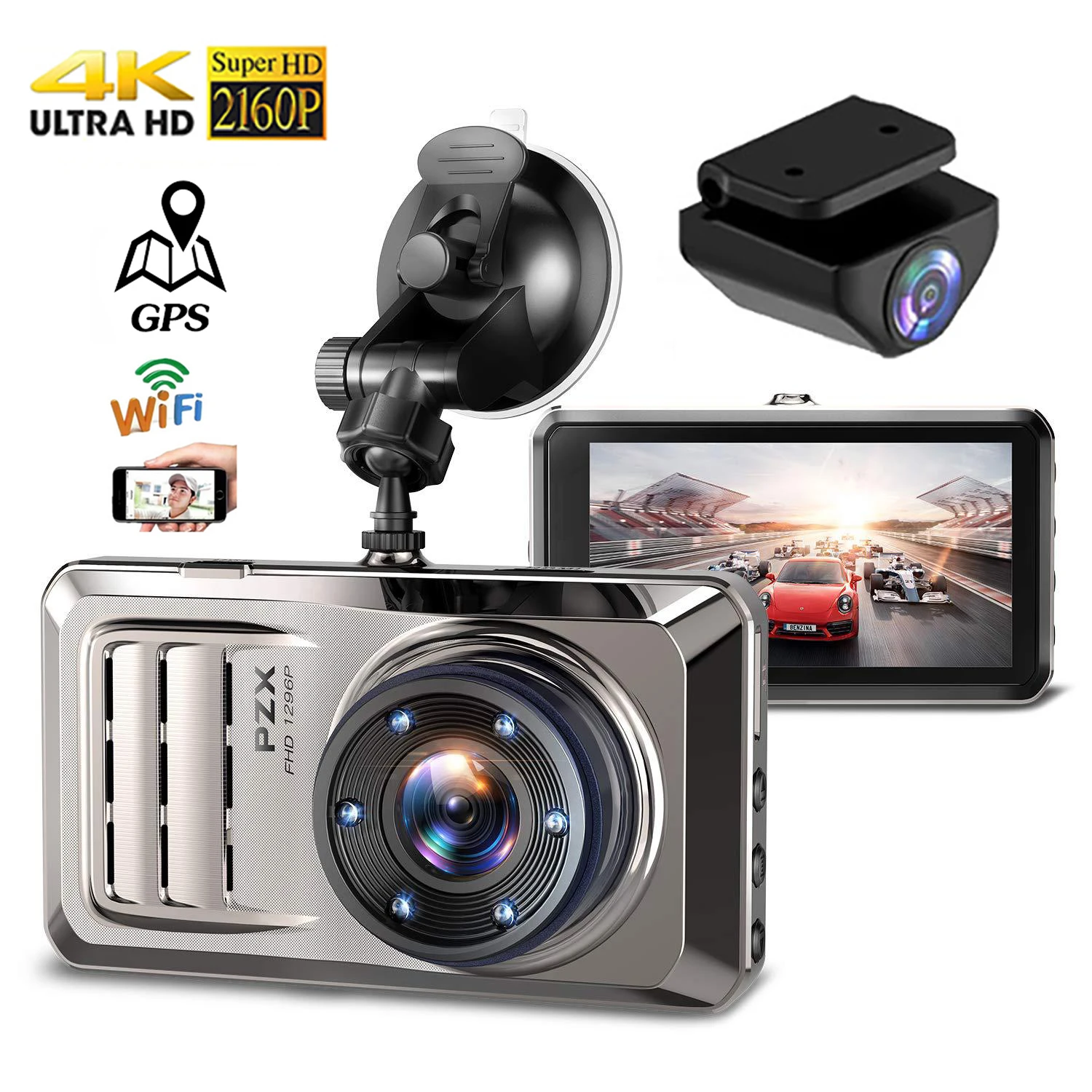 

Видеорегистратор автомобильный 4K 2160P с поддержкой Wi-Fi и GPS