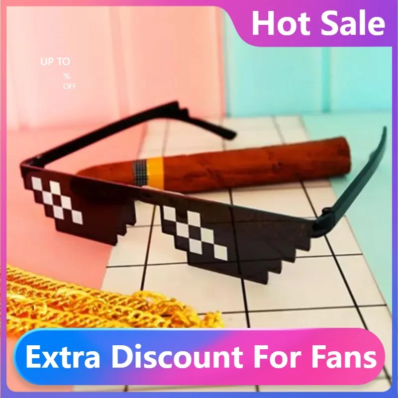 

Модные новые полоски, солнцезащитные очки, игрушечные очки для розыгрышей, очки «Deal with It», пиксельные женские и мужские черные мозаичные сол...