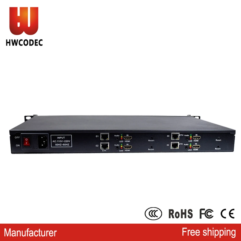

HWCODEC H3510P H.264 H.265 Encoder 4 Channels HDMI Encoder IPTV Video Encoder 1080P IP Encoder Support RTSP RTMP For YouTube
