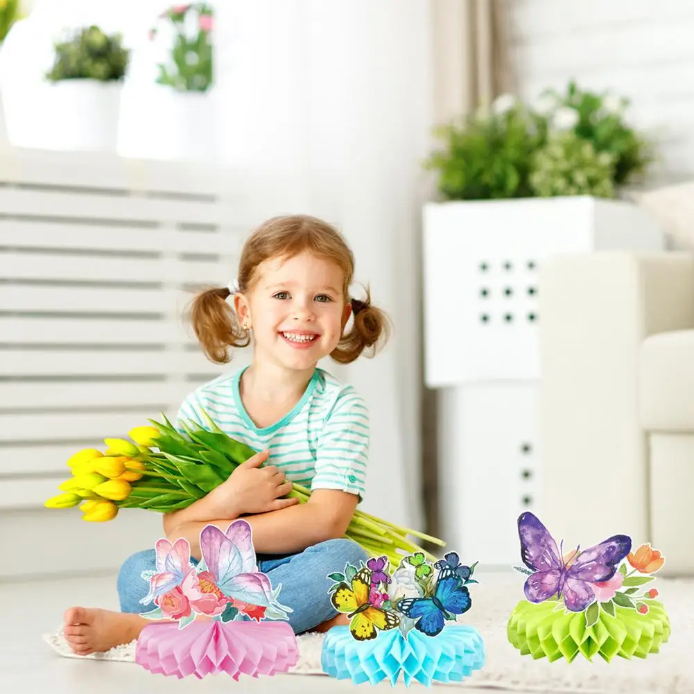 

9Pcs Excellent Compact Paper Fan Ornament Fine Workmanship Butterfly Paper Fan Baby Shower Party Ornament Decorative