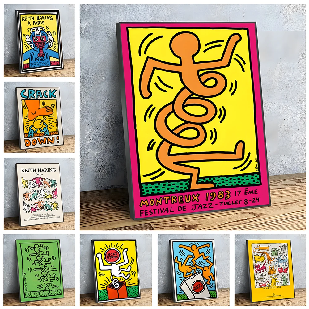 

Keith Haring Abstract Art Poster Home Decor Wall Hanging Canvas Painting Picture Prints Suitable For Living Room Bar Decoration