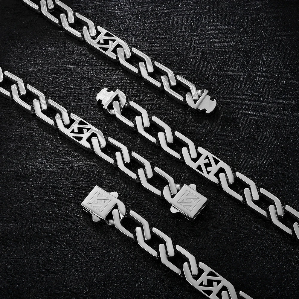 

JEWE Men's 3/5/7/12mm Figaro Link Chains Necklace 18k/White Gold Plated Hip Hop Chain Durable Street-wear Jewelry for Men