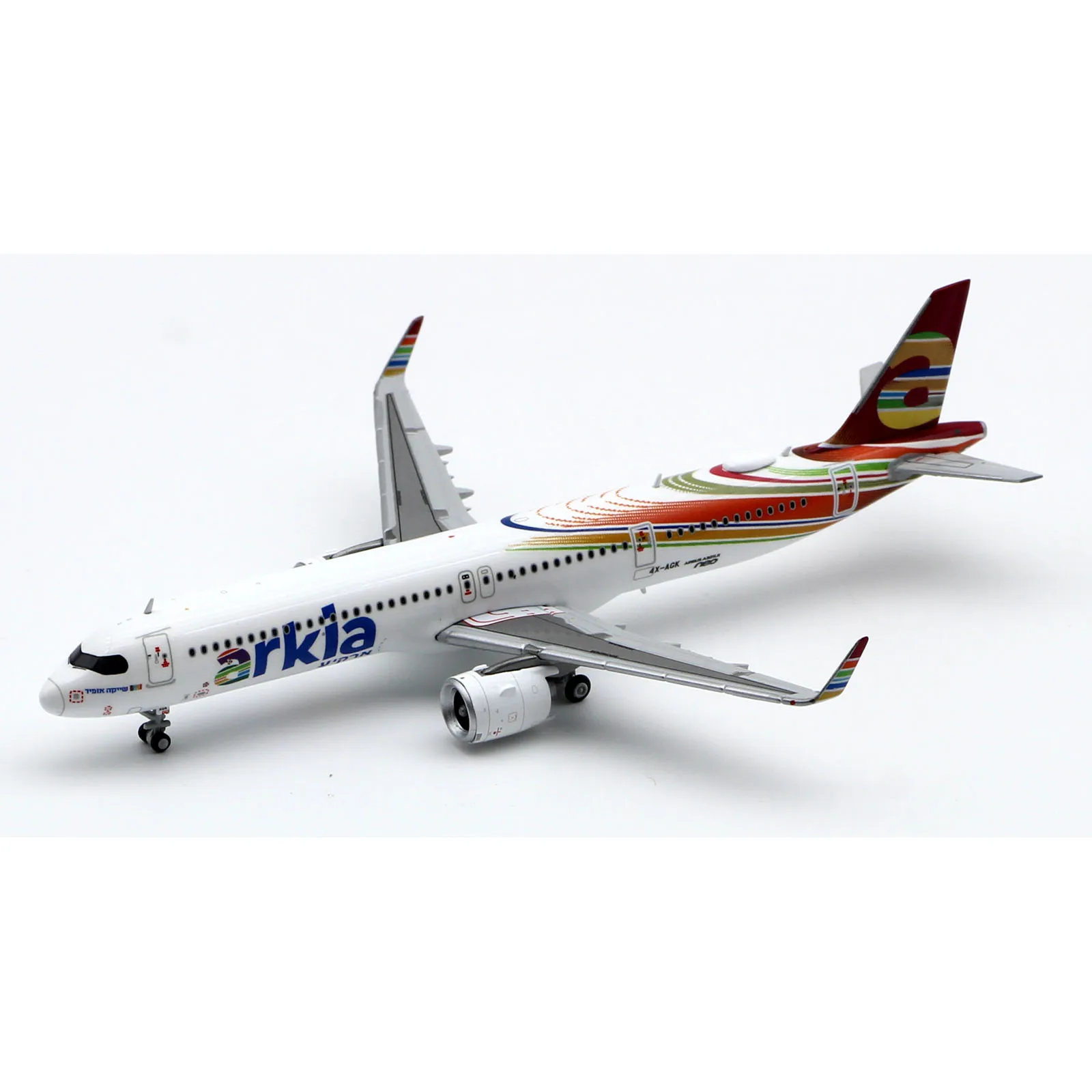 Фото Коллекционный самолетик из сплава XX4450, подарок, фотосессия 1:400 Arkia Airlines, аэробус A321neo, литый под давлением самолёт, модель 4X-AGK с подставкой №5