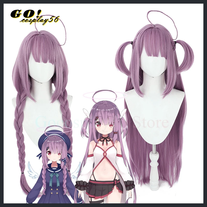 

Парик для косплея Vtuber Yumeno Shiori, серо-фиолетовый Плетеный волос, прямые хвосты, идол вечени, головной убор