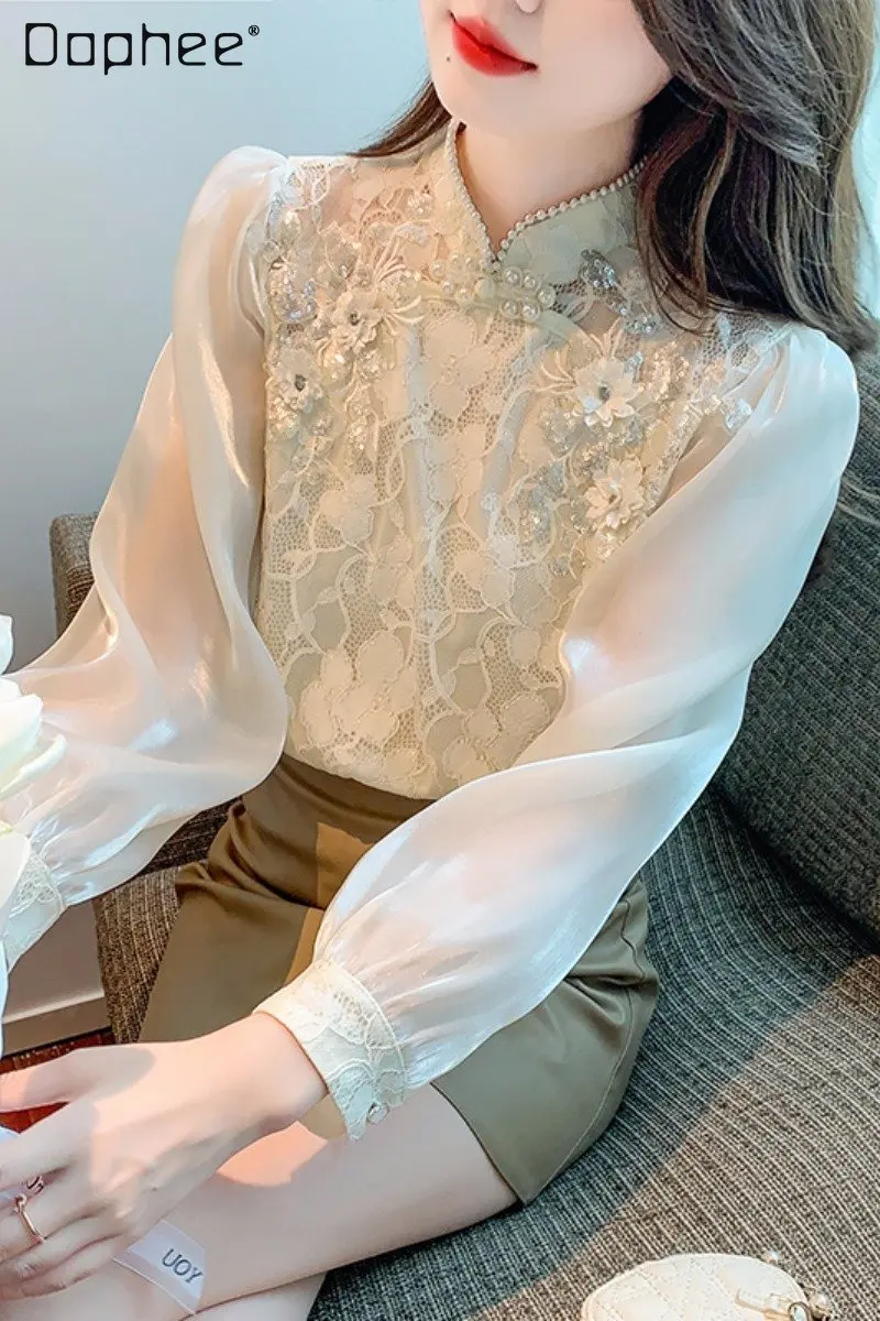 

Женская блузка с длинным рукавом, с вышивкой