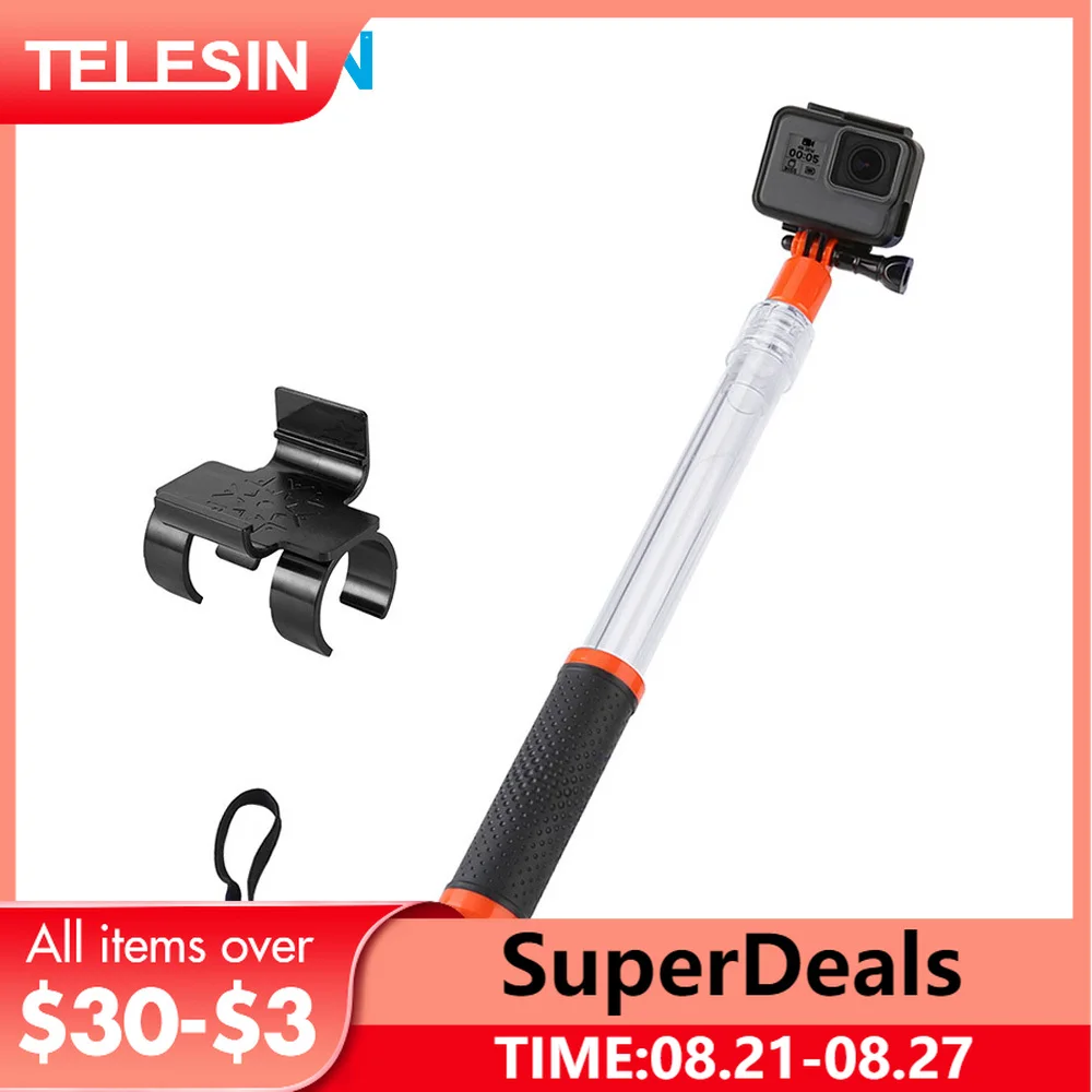 

TELESIN Divng Waterproof Handheld Transparent Selfie Stick Floaty Monopod For GoPro Hero 10 9 8 7 6 5 4 Insta360 Osmo Action