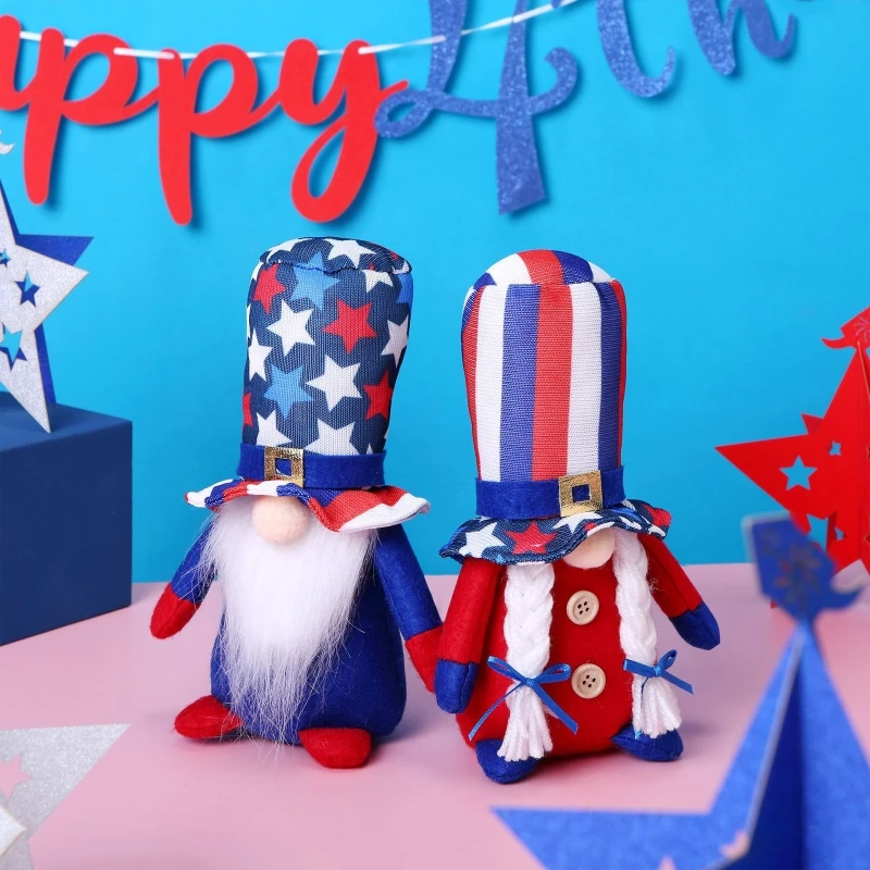 

American Independence Day Gnome Wearing Striped Five Pointed Star Hat Gnomes for 4th of July President Election DIY Home Decor