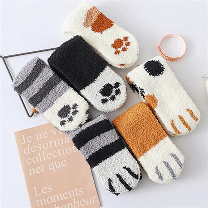 

Cute Soft Coral Velvet Socks Indoor Floor Towel Socks Breathable Pure Colors Coral Fleece Winter Mid Socks Warm Cold Resistance