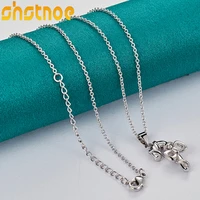 925 sterling silver 16 30 inch chain bow knot crutch pendant necklace for women engagement wedding fashion charm jewelry