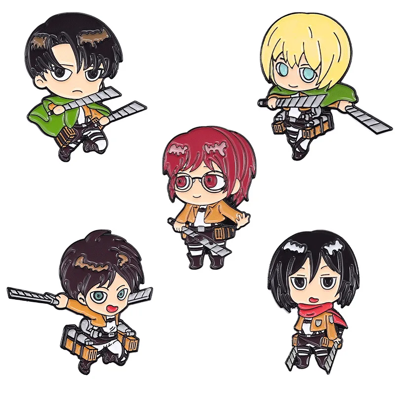 Attack On Titan Cartoon Anime Pin Mikasa Ackerman Allen Creative Metal Jewelry Badge Genshin Badges Metal