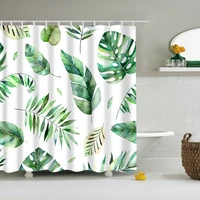 green tropical plant green leaves shower curtain waterproof polyester decor customized large 180x200cm bath curtain for bathroom