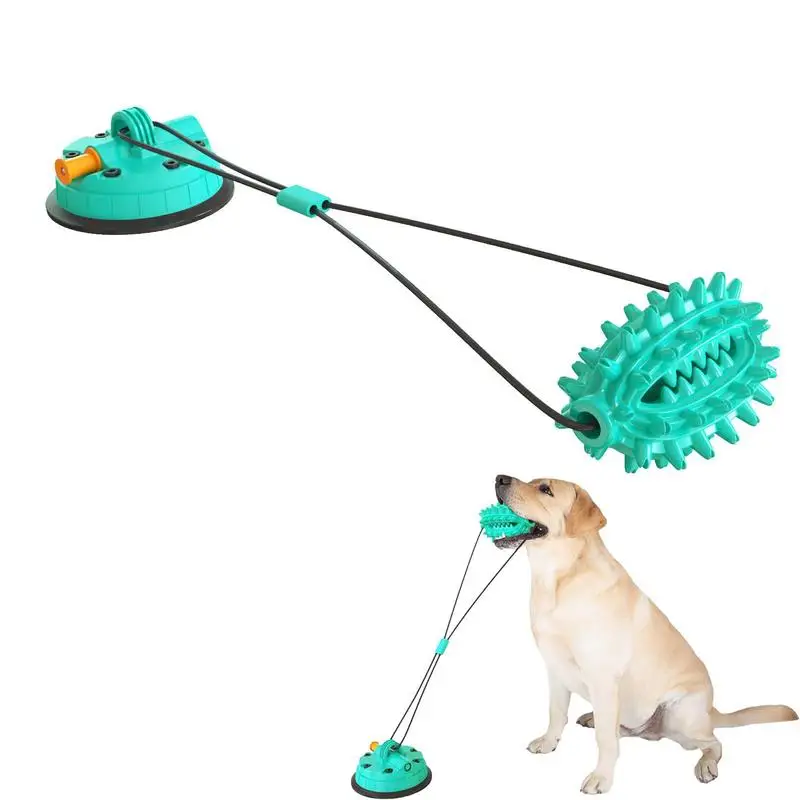 

Suction Cup Dog Toy Suction Cup Chewing Toys With Squeaky Ball Multifunction Tug Of War Toy For Teeth Cleaning Interactive Food