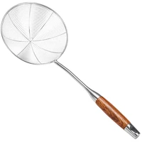 304 stainless steel spider strainer skimmer for cooking and frying wire pasta strainer with wood handle kitchen utensils