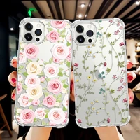 flower shockproof case for iphone 11 12 13 pro max mini floral soft tpu cover for iphone x xs max xr 6s 6 7 8 plus se 2020 funda
