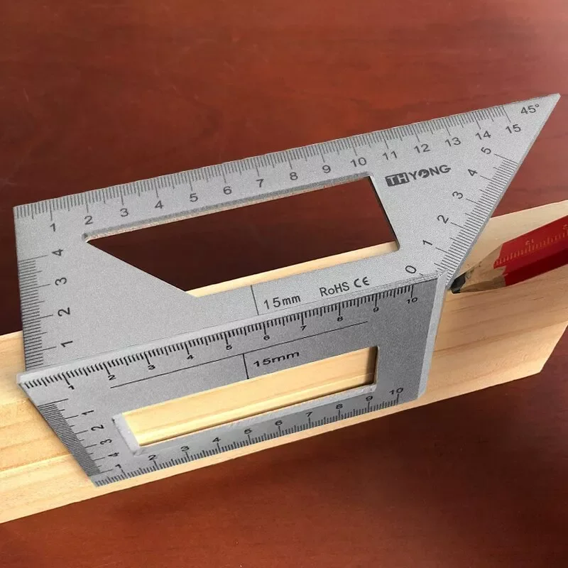 

Aluminum Alloy Wooden Square Multi-Functional Ruler 45 90 Degree Gauge Rule Woodworking Tool Durable Portable Ruler Dropshipping