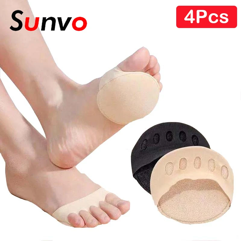 

2Pair Forefoot Pads for Women Shoe Inserts High Heels Five Toes Cushion Anti Sweat Metatarsal Pad Black Half Insoles Toe Inserts