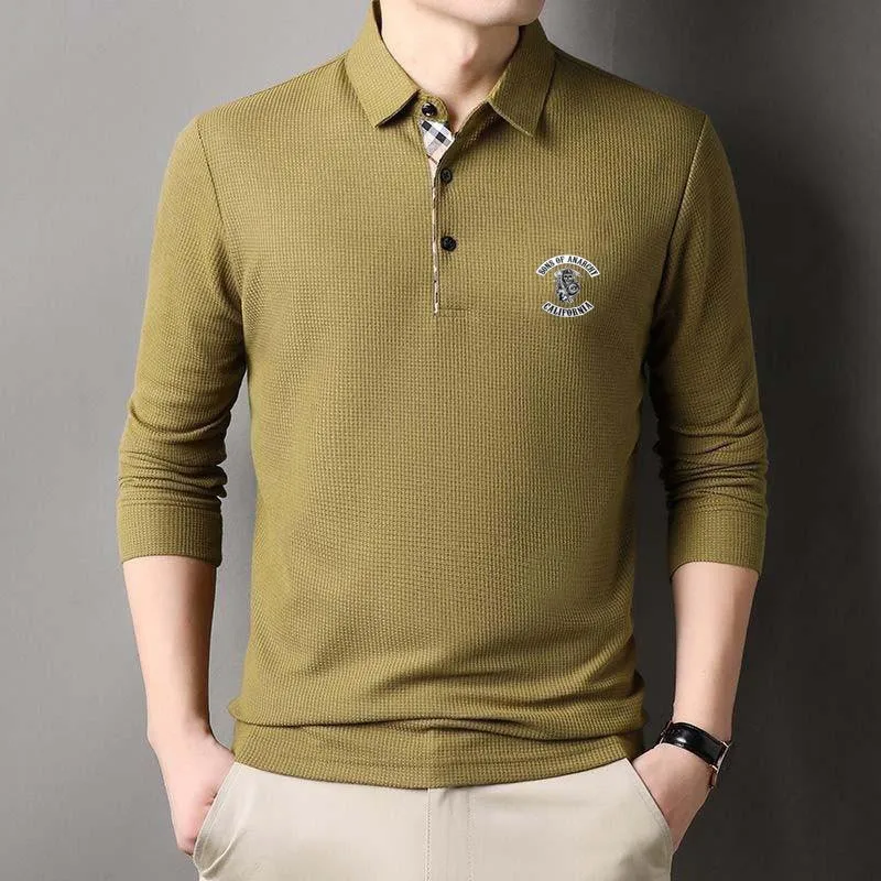 

2023 New Solid Color Polo Shirt Fashion Men's Long Sleeve Clothing Casual Slim Men's Polo Shirt Top T-shirt