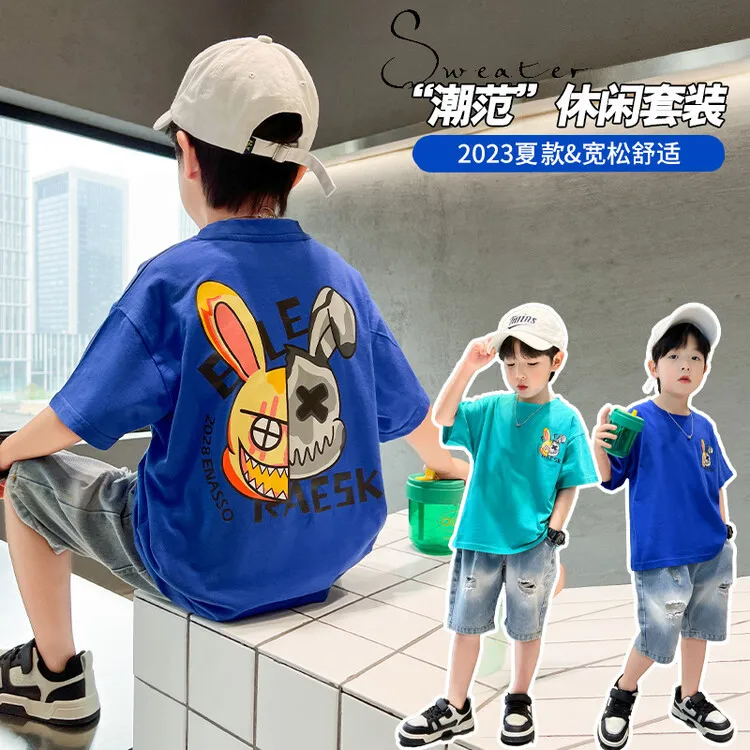 

Boys Summer Fashion Cotton Cartoon Short Sleeve T-Shirts + Shorts 2pcs Suits 2-10 Years Boys Casual Tops Children Clothes Sets