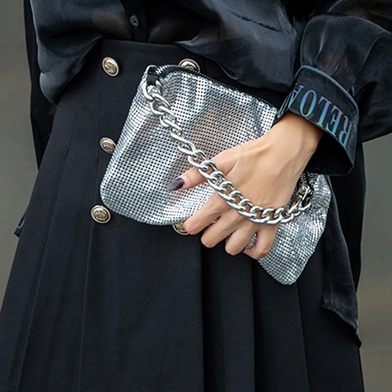 

Polyester Women's Envelope Bag Diamonds Sequins Advanced Fashion Versatile Handbag Zipper Solid Color Party Female Clutches