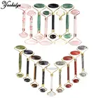 Одиночный ролик для массажа лица, розовый кварц, натуральный Нефритовый камень, лифтинг для лица, массажный ролик для похудения, тонкий подбородок, красота, уход за кожей