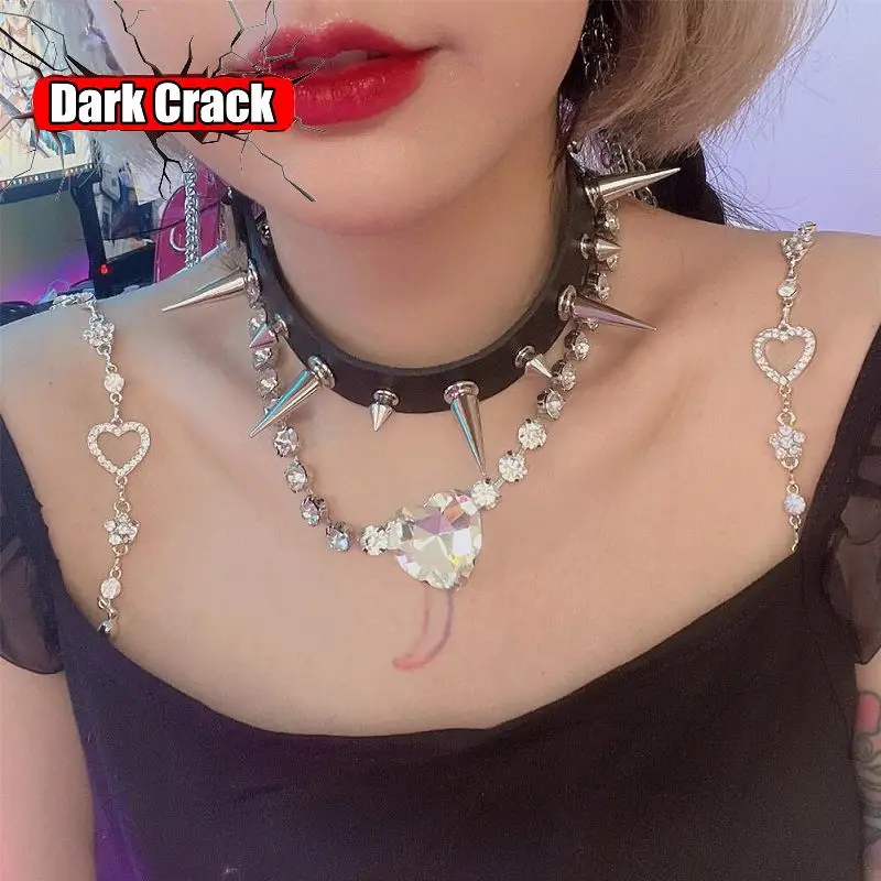 

Gothic Lolita Angel Choker Harajuku Collar PU Punk Spice Girls Necklace Women Party Club Chokers Spike Rivet Y2K Girl Jewelry