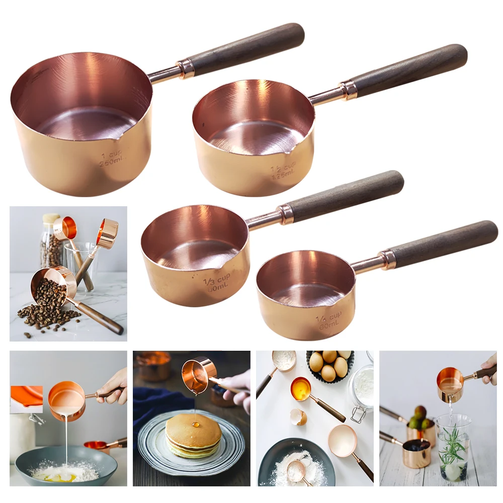 Фото Jincraftsman®-Четыре стандартных модели емкости, зеркальная розовая позолоченная какао-масло, соль, сахар, глютеновый порошок, мерная чашка №4