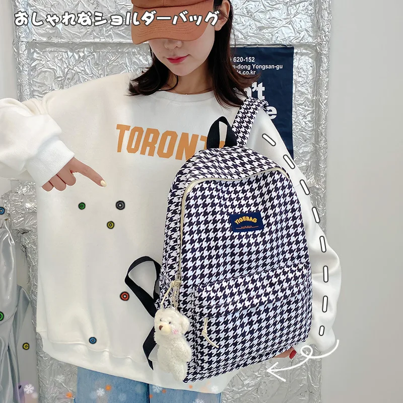 Модная новинка 2022, школьный портфель в клетку для женщин, Корейская версия, вместительный рюкзак для учеников младшей и старшей школы, рюкза...