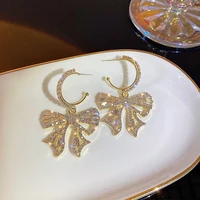 yamega sparkling rhinestones earrings for women designer dangle party drop statement korean bowknot earrings fashion jewelry