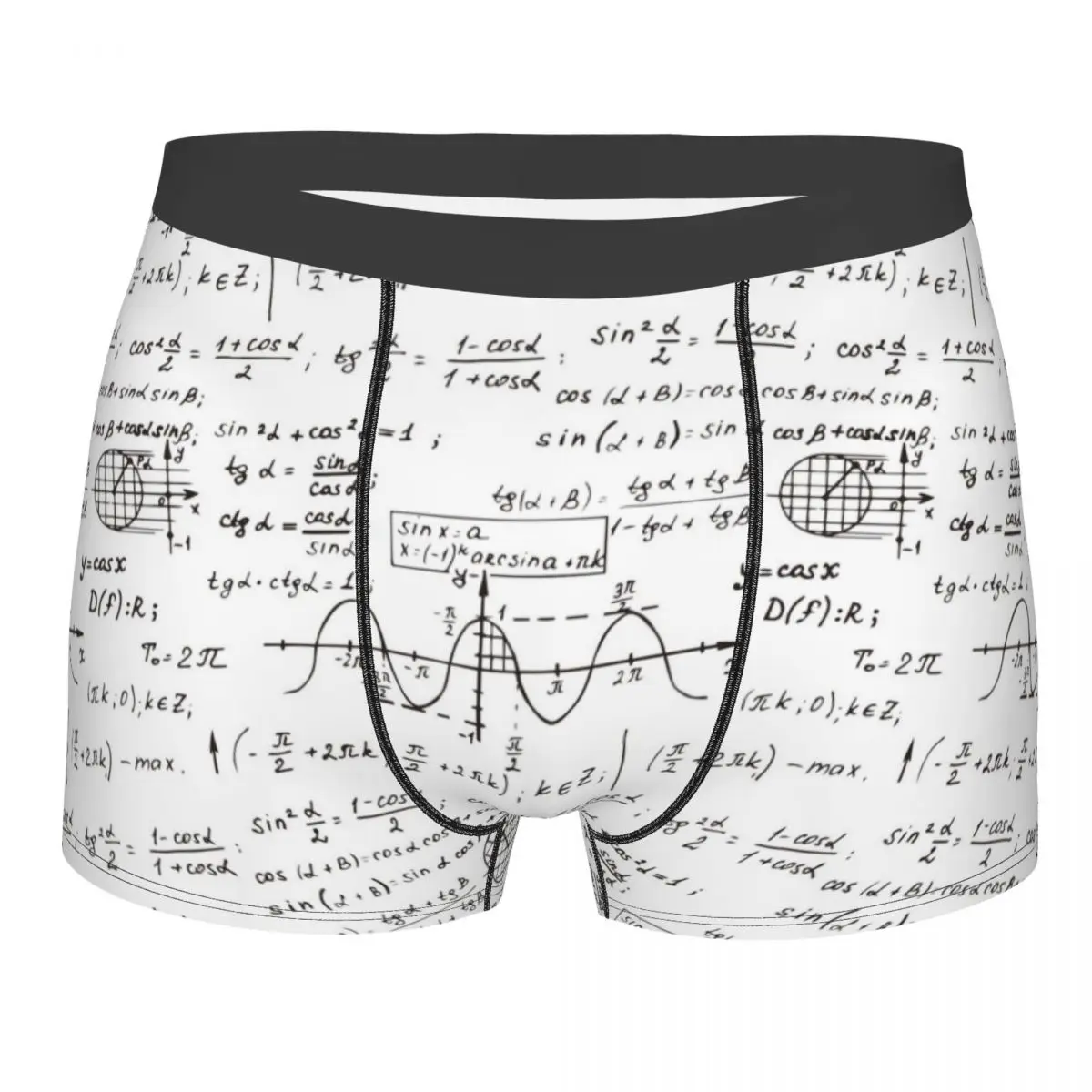 

Sexy Boxer Shorts Panties Briefs Men Math Symbol Equations Underwear Mid Waist Underpants for Homme